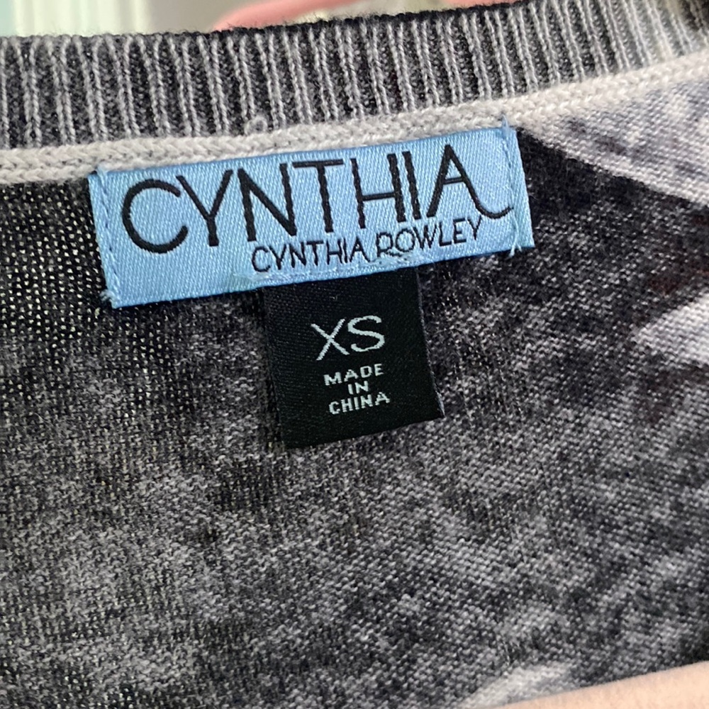 Cynthia Rowley Cardigan Sweater Large Black Button Front Stretch 3/4 Sleeve - Picture 3 of 3